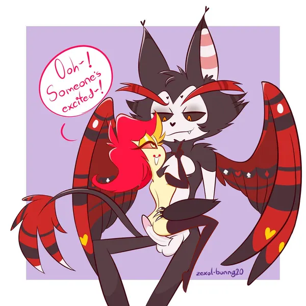 husk (hazbin hotel), niffty (hazbin hotel) (hazbin hotel, hellaverse) created by starlightpearl