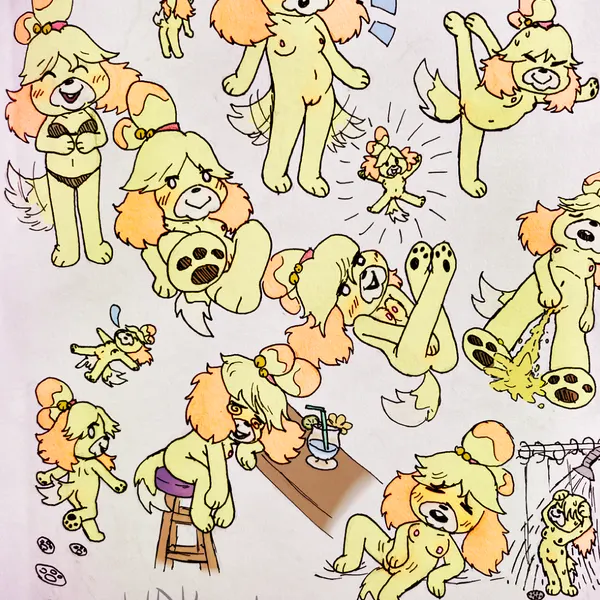isabelle (animal crossing) (animal crossing, nintendo) created by wdkinc