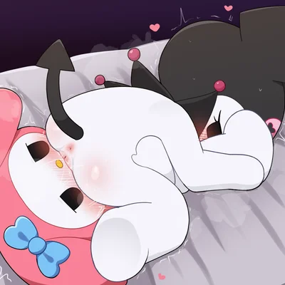 kuromi, my melody (onegai my melody, sanrio) created by 0227