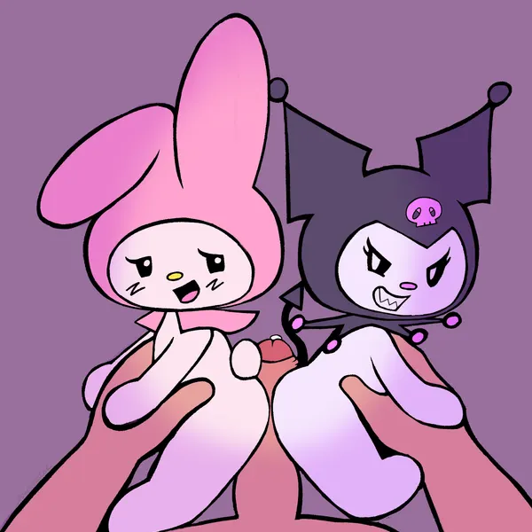 kuromi, my melody (onegai my melody, sanrio) created by darkpatito