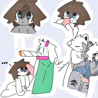 lin (changed), ralsei, squid dog (changed) (changed (video game), deltarune) created by colin slenced