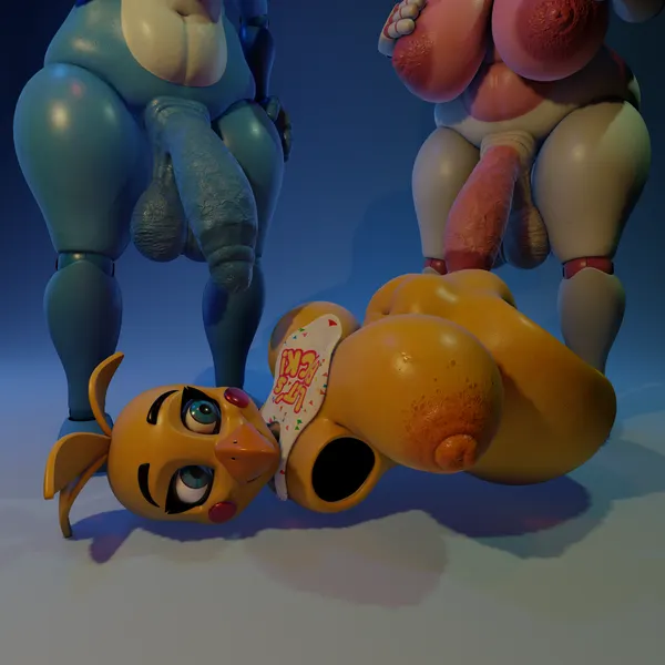 mangle (fnaf), toy bonnie (fnaf), toy chica (fnaf) (five nights at freddy's, five nights at freddy's 2) created by lil'goober