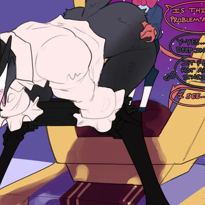 mister butler (helluva boss), paimon (helluva boss) (hellaverse, helluva boss) created by drstrangeluvve