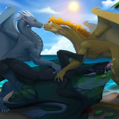 moonwatcher (wof), qibli (wof), winter (wof) (mythology, wings of fire) created by slo1ka