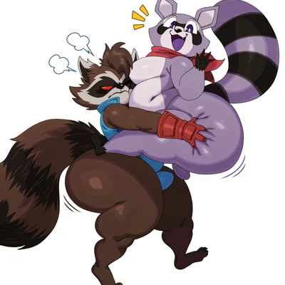 rambley raccoon, rocket raccoon (guardians of the galaxy, indigo park) created by sssonic2