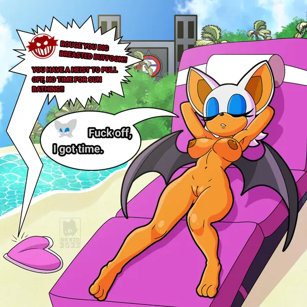 rouge the bat (eggman logo, sega) created by skwid