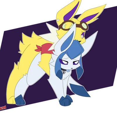 slushi the glaceon, zippy the jolteon (nintendo, pokemon) created by nightdazed