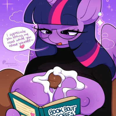 twilight sparkle (mlp) (book covering breasts, friendship is magic) created by puppysnackz