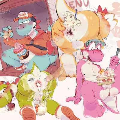 yoshi (food slinger), yoshi (soft server) (mario bros, mario kart world) created by fisherkitu
