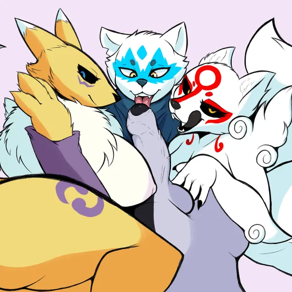 alopex, amaterasu (okami), shae delune (bandai namco, capcom) created by dominopossum