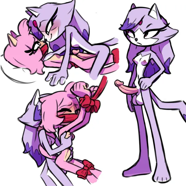 amy rose, blaze the cat (sega, sonic the hedgehog (series)) created by thousandarms