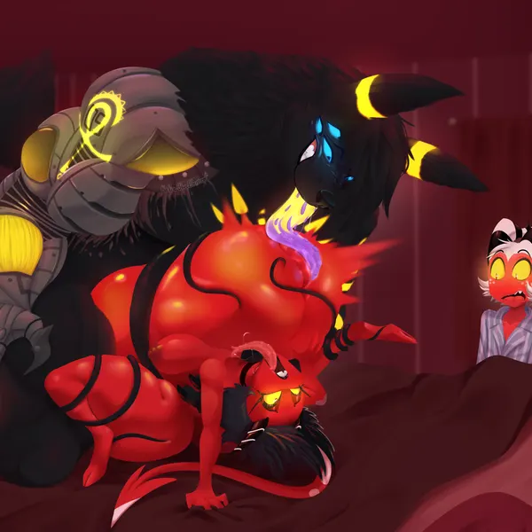 anubis, anubis rose (character), millie (helluva boss) (egyptian mythology, hellaverse) created by kafiro element