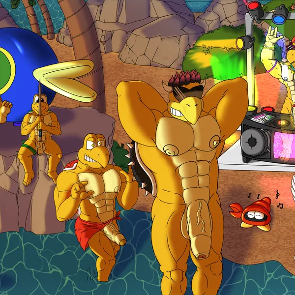 army hammer bro, black ninjakoopa, dj koopa (mario bros, mario kart world) created by fafnir stardust (artist)