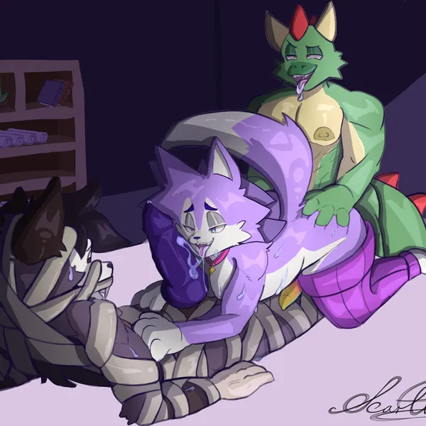 benny (dragonblooded), lupin (lupinwoof), simon (dragonblooded) (halloween, mythology) created by scarth bonnie