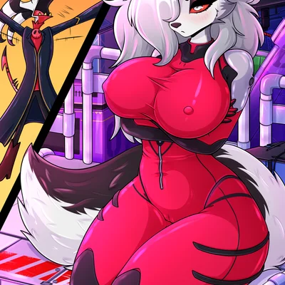 blitzo (helluva boss), loona (helluva boss) (hellaverse, helluva boss) created by yumiiefox