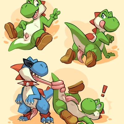 boshi, yoshi (character) (mario bros, mythology) created by buyo (artist)