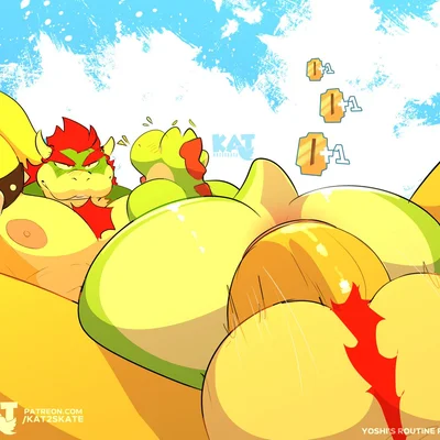 bowser (mario bros, nintendo) created by kat2skate