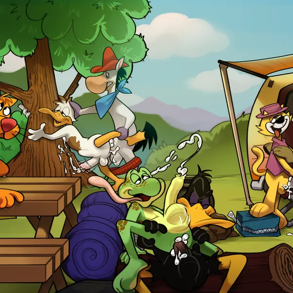 bugs bunny, daffy duck, huckleberry hound (hanna-barbera, looney tunes) created by hairlessboyblunder