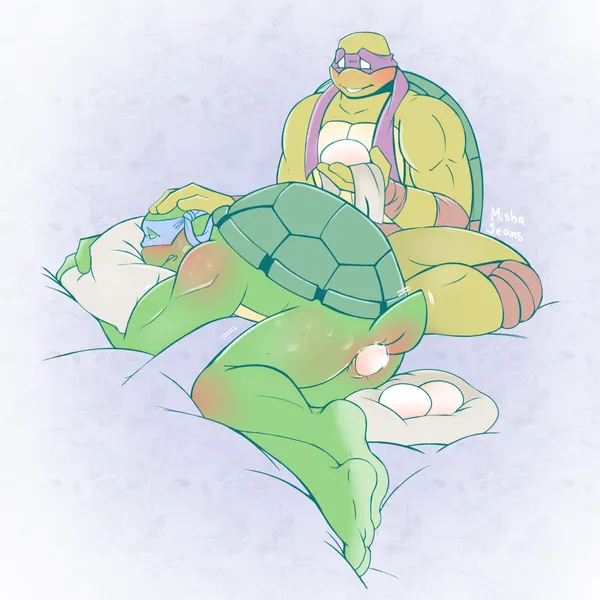 donatello (tmnt), leonardo (tmnt) (teenage mutant ninja turtles, teenage mutant ninja turtles (2003)) created by mishajeans