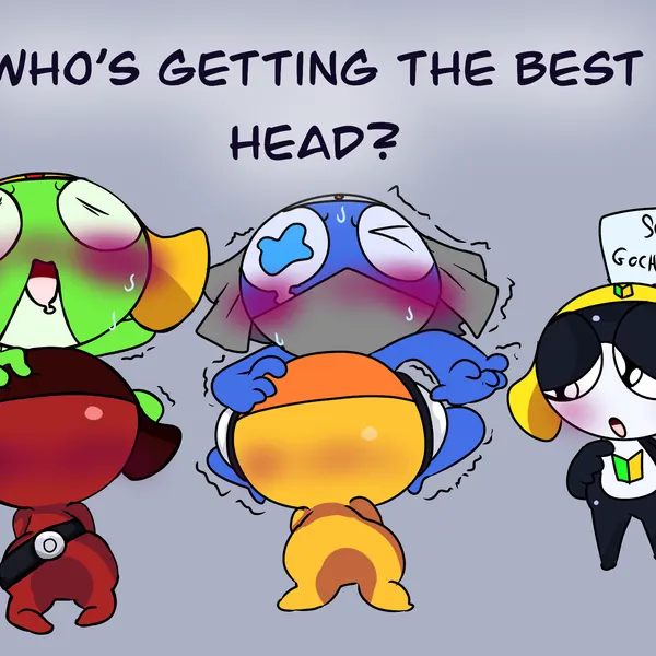 dororo (sgt. frog), giroro, keroro (sgt. frog, who's getting the best head?) created by yeetymcbeet
