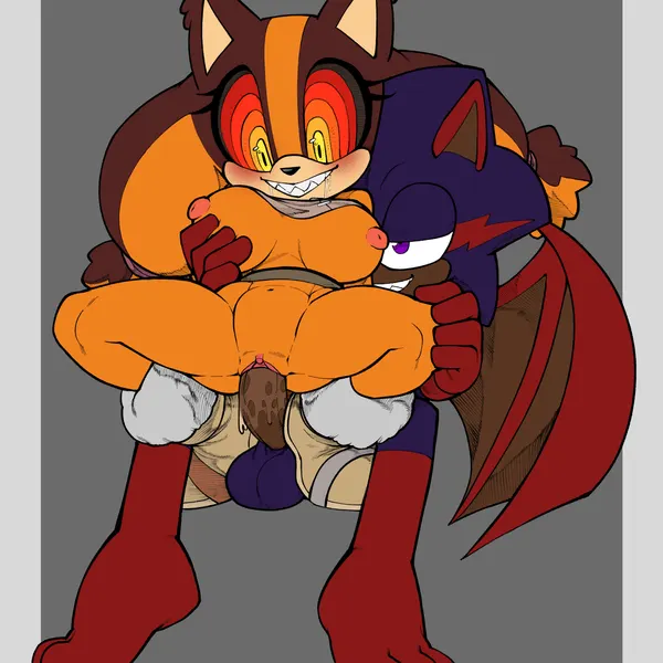 fan character, keiph the tenrec, sticks the jungle badger (sega, sonic boom) created by noahdoesart, third-party edit
