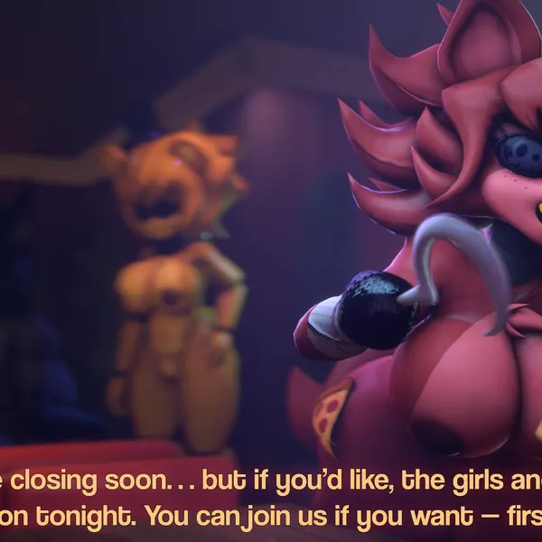 fexa (cryptiacurves), foxy (fnaf), golden freddy (fnaf) (five nights at freddy's, fredina's nightclub) created by sixytronic