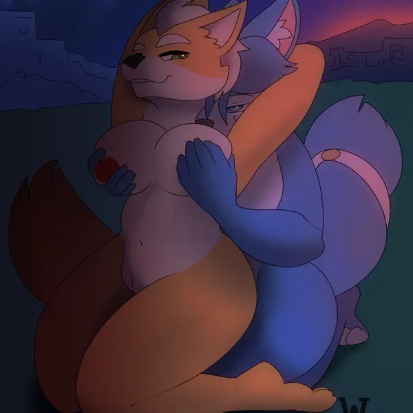 fox mccloud, krystal (star fox) (nintendo, star fox) created by wolfbaloo