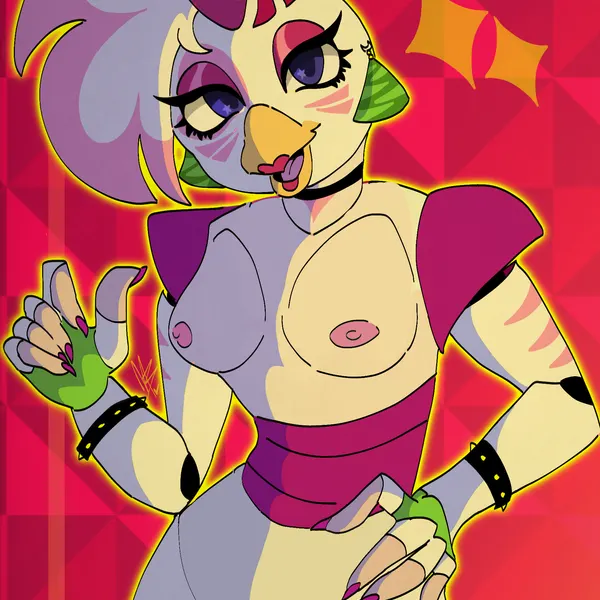 glamrock chica (five nights at freddy's, five nights at freddy's: security breach) created by tehesillyboi