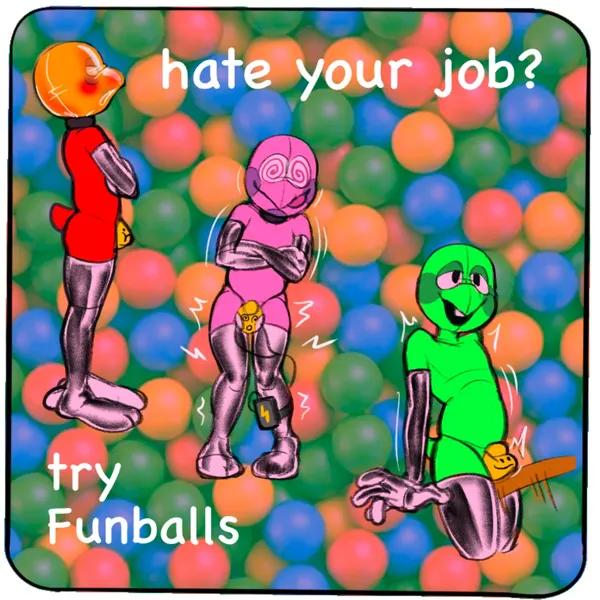 greeny fun, grumpy fun, pinky fun (funballs) created by owy