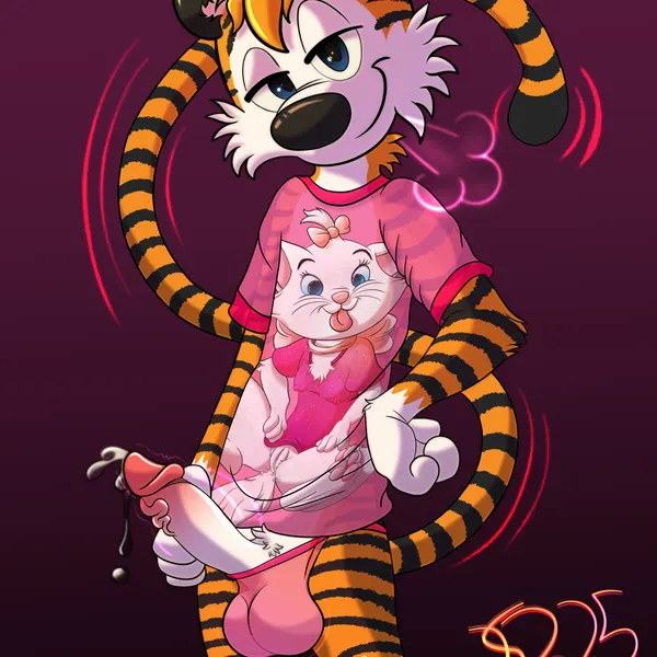 hobbes, marie (aristocats) (calvin and hobbes, disney) created by lobofeo