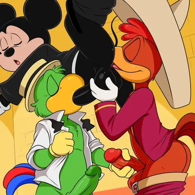 jose carioca, mickey mouse, panchito pistoles (disney, the three caballeros) created by lonbluewolf