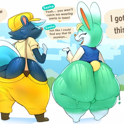 kicks (animal crossing), sasha (animal crossing), villager (animal crossing) (animal crossing, nintendo) created by iamapoliceman