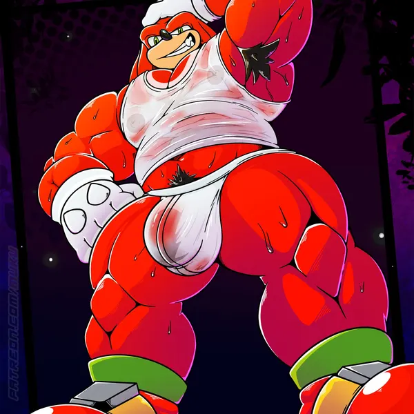 knuckles the echidna (sega, sonic the hedgehog (series)) created by monkeymuku