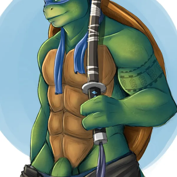 leonardo (tmnt) (teenage mutant ninja turtles, teenage mutant ninja turtles (2014)) created by bakameganekko