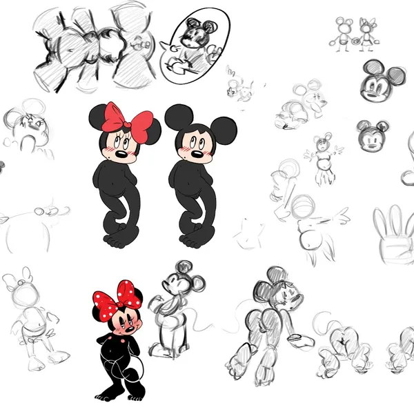 mickey mouse, minnie mouse (disney) created by chunkyoreo