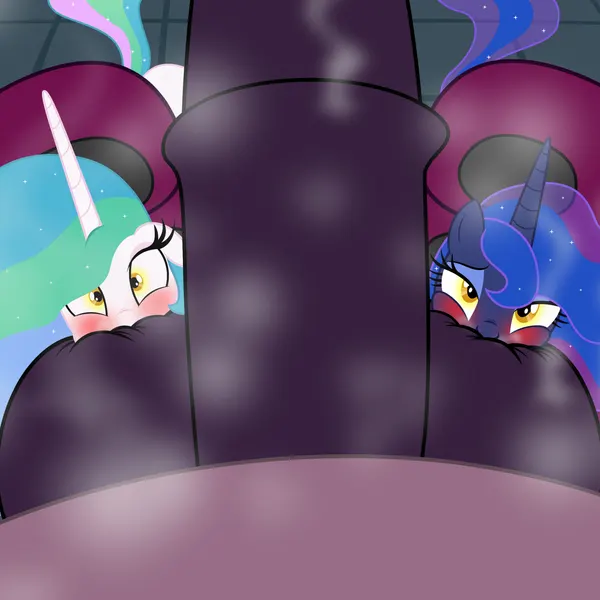 princess celestia (mlp), princess luna (mlp), sphinx (mlp) (friendship is magic, hasbro) created by badumsquish