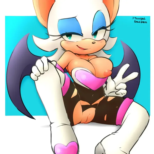 rouge the bat (sega, sonic the hedgehog (series)) created by roundpeach, tenshigarden