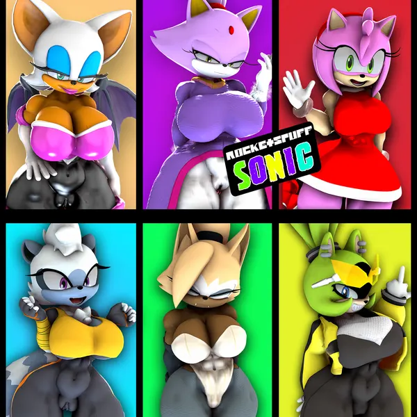 amy rose, blaze the cat, rouge the bat (idw publishing, sega) created by rocketspuff