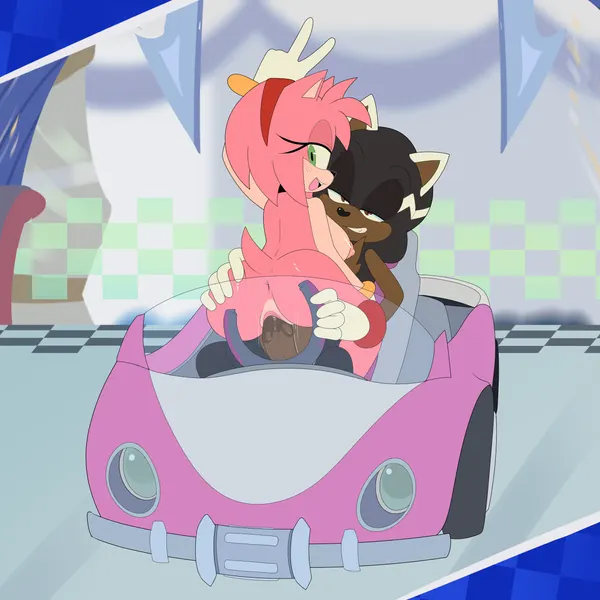 amy rose, fan character, keiph the tenrec (sega, sonic racing: crossworlds) created by apinkgrape