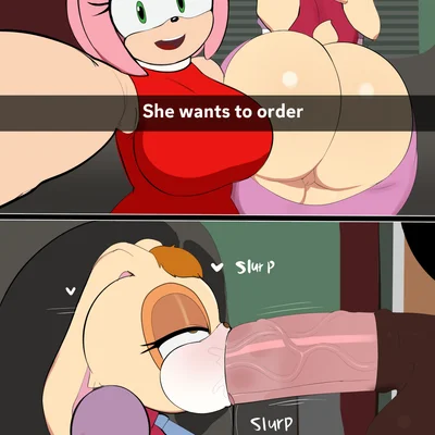 amy rose, vanilla the rabbit (he wants to order, sega) created by g3mma