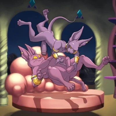 beerus, champa (dragon ball, dragon ball super) created by catsnbriefs