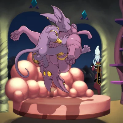 beerus, champa, whis (dragon ball, dragon ball super) created by catsnbriefs