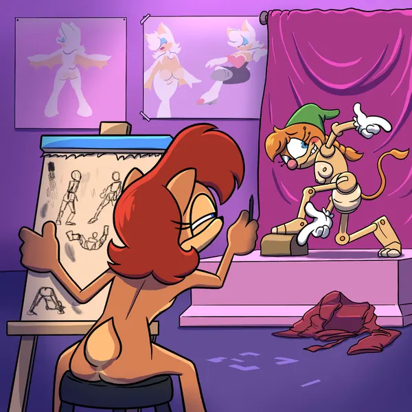 belle the tinkerer, rouge the bat, sally acorn (idw publishing, sega) created by theenfman