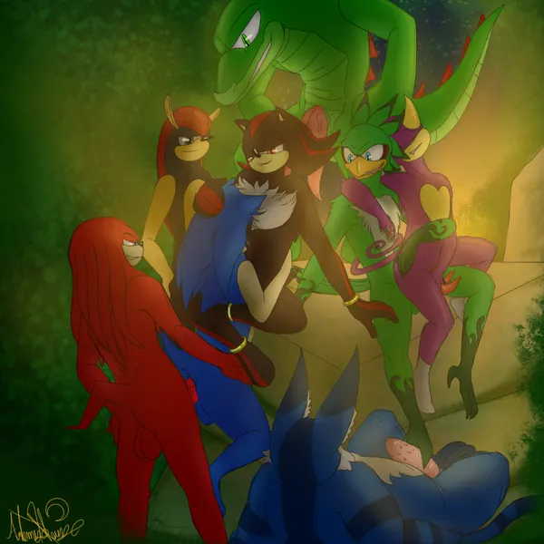 big the cat, espio the chameleon, jet the hawk (sega, sonic riders) created by fledgedragonfox