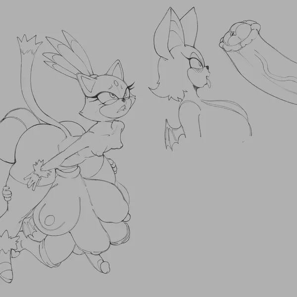 blaze the cat, rouge the bat (sega, sonic the hedgehog (series)) created by megahand6