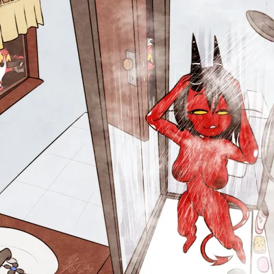 blitzo (helluva boss), millie (helluva boss), moxxie (helluva boss) (hellaverse, helluva boss) created by kojot