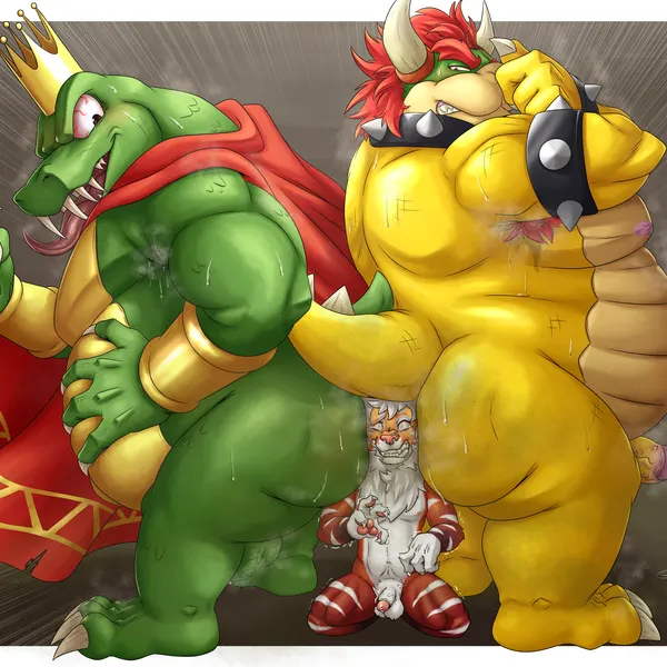 bowser, king k. rool (donkey kong (series), mario bros) created by laught, laught468