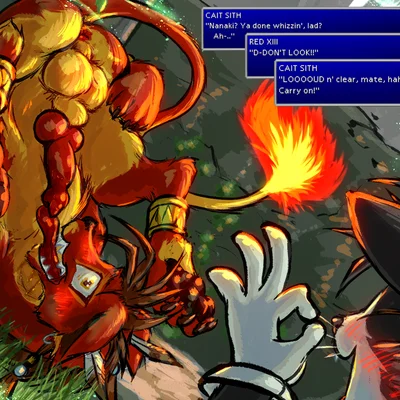 cait sith (ff7), red xiii (celtic mythology, european mythology) created by frist44
