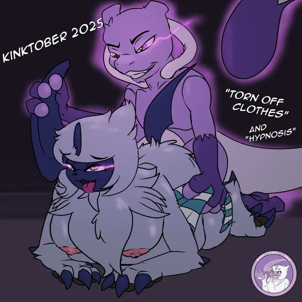 chibi the absol, chrona the mewtwo (kinktober, kinktober 2025) created by hyperchibiabsol