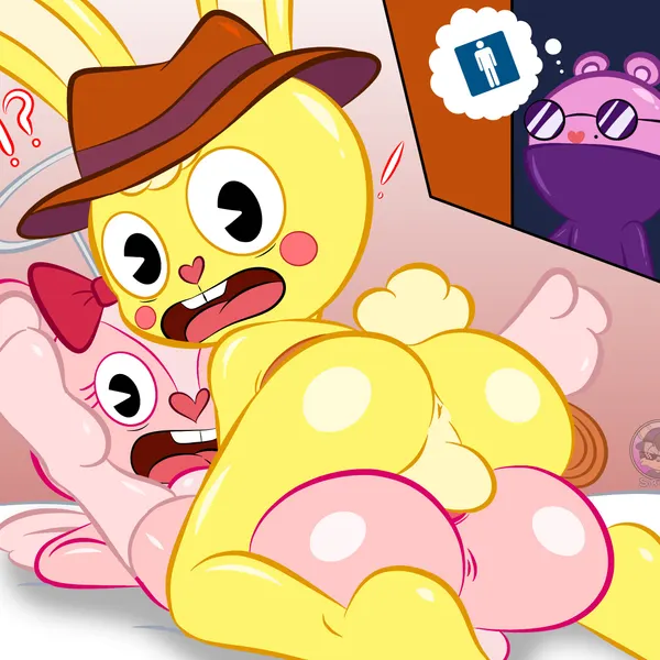 cuddles (htf), giggles (htf), the mole (htf) (halloween, happy tree friends) created by sirjzau